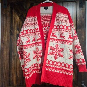 Grace & Karma Red and Cream Cardigan Sweater